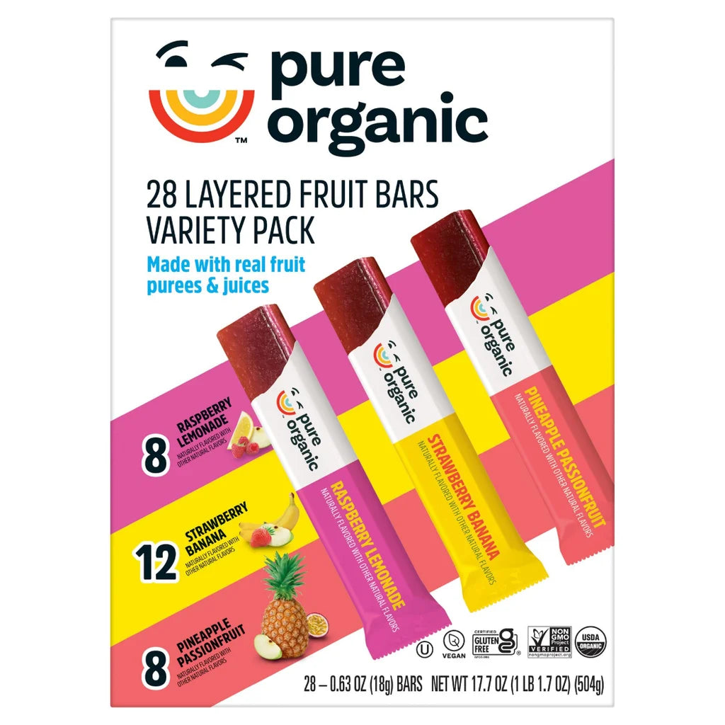 Pure Organic Layered Fruit Bars, Variety Pack, 0.63 oz
