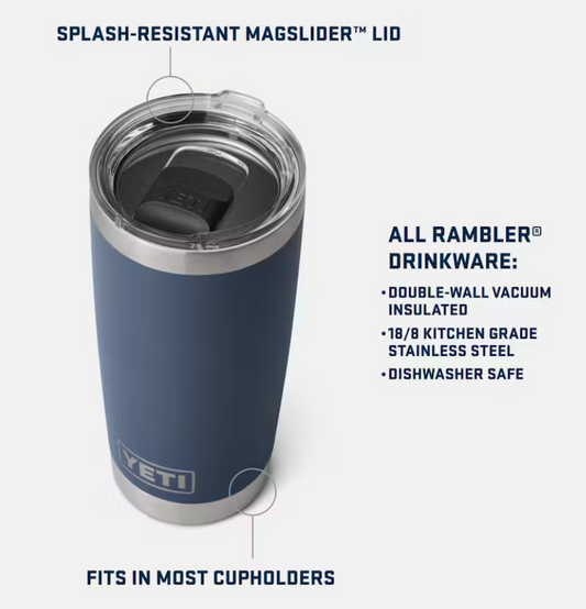 YETI Rambler 20 oz Tumbler MS Cstm BigSkyBl