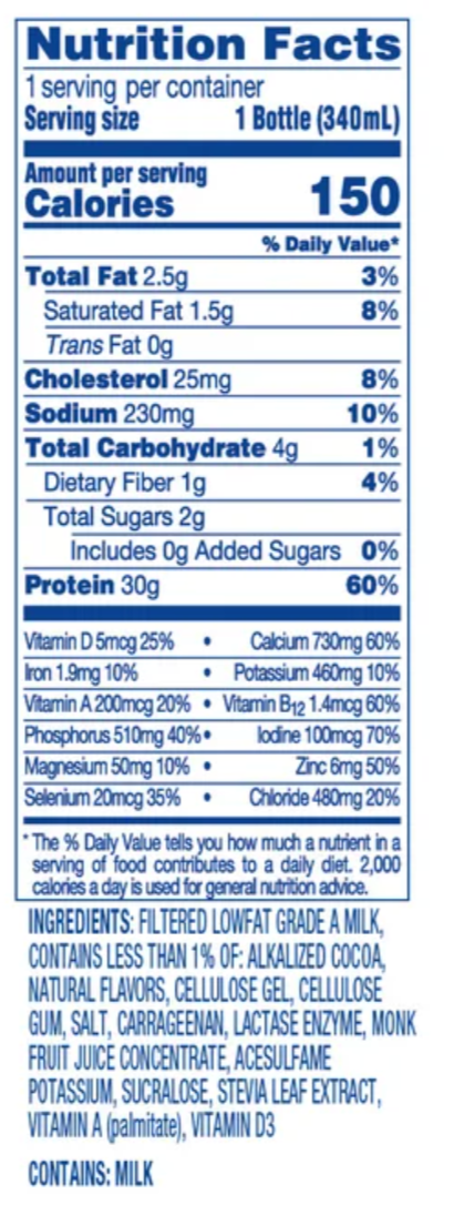 fairlife Nutrition Plan, 30g Protein Shake, Chocolate