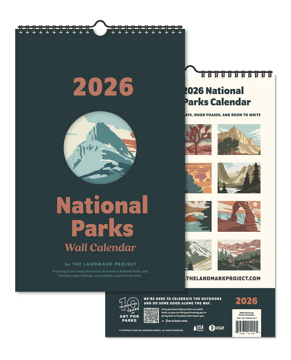 2026 National Parks Calendar HAPPY CAMPER EQUIPMENT CO FrontBack 971x1200
