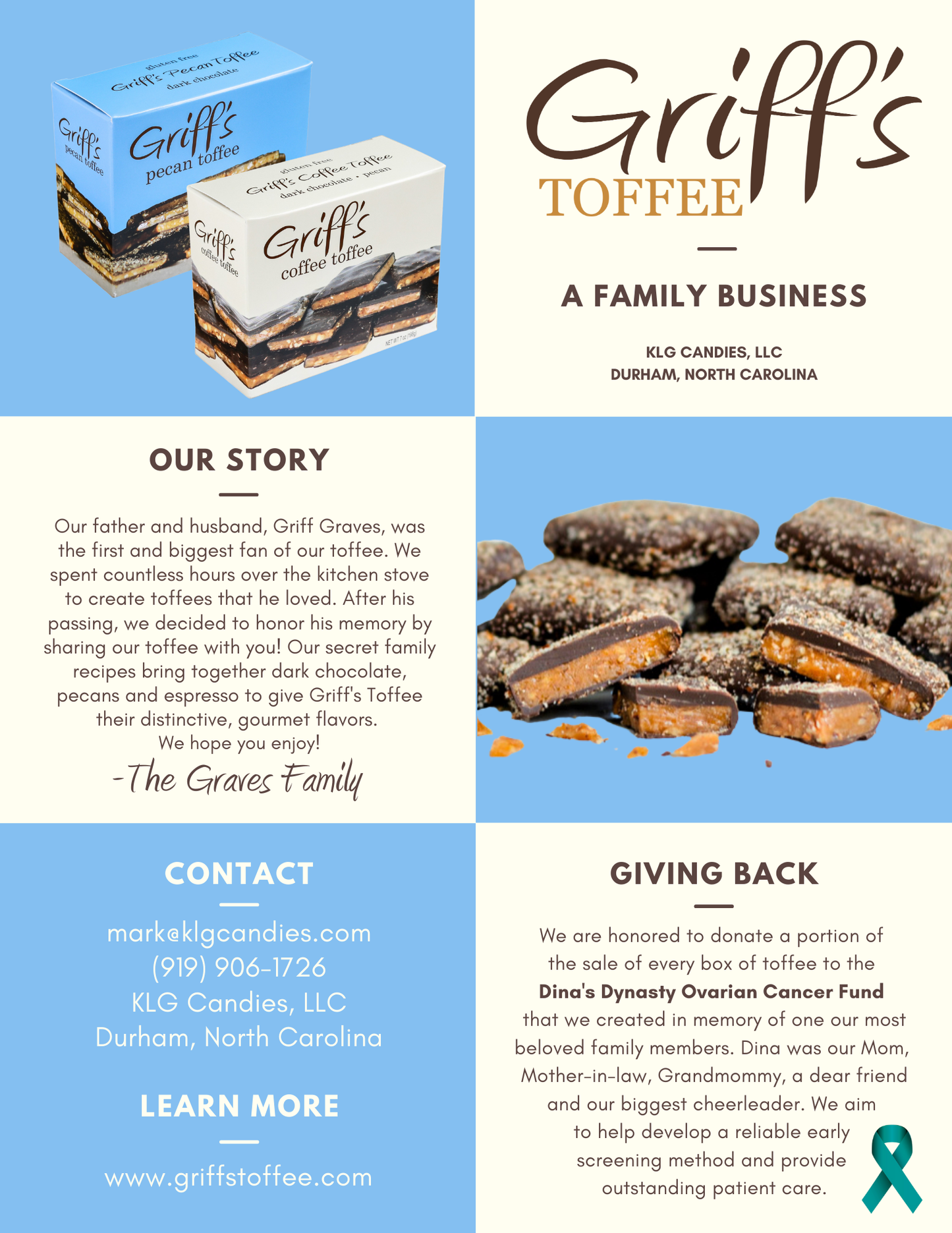 Griff's Pecan Toffee - 7oz Dark Chocolate Toffee