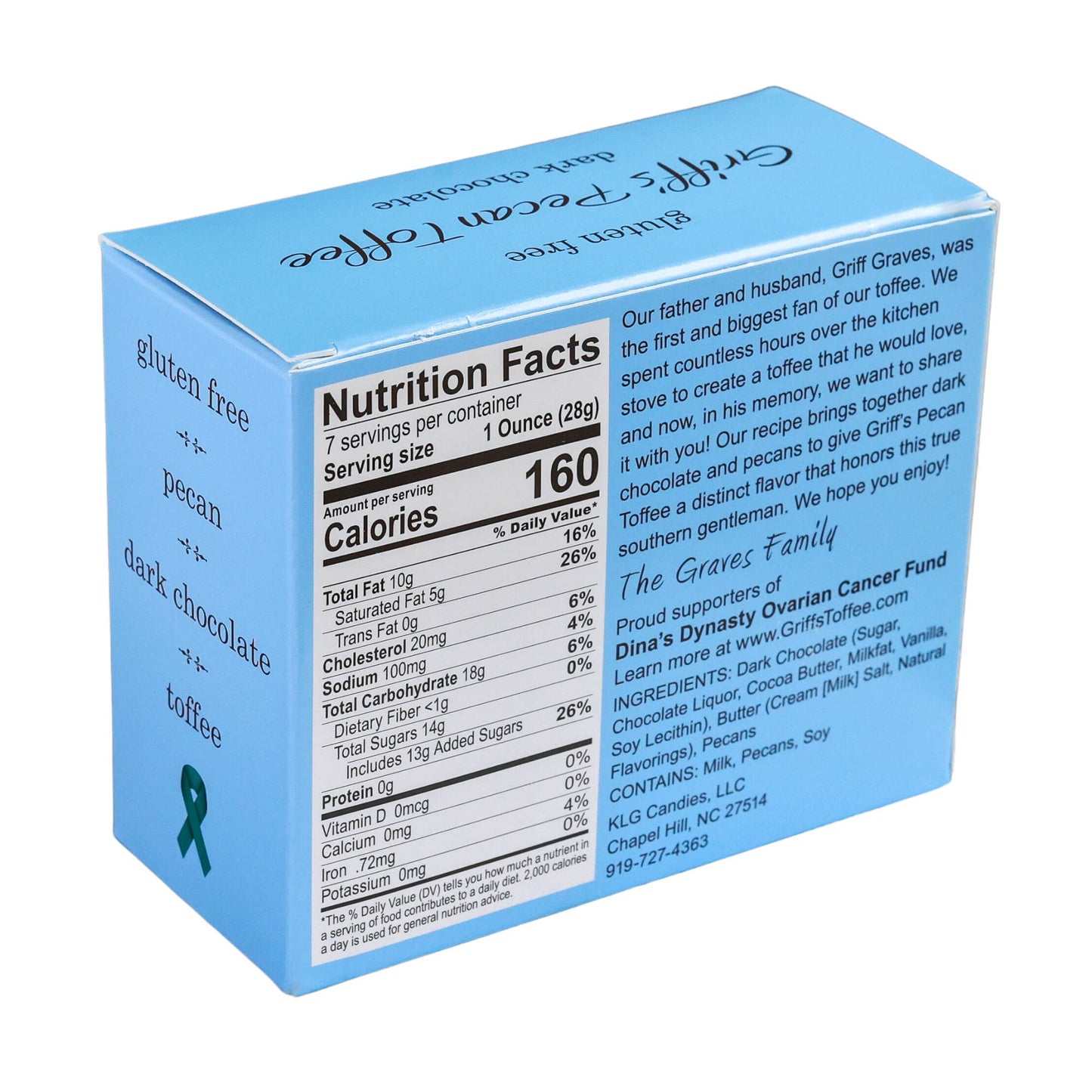 Griff's Pecan Toffee - 7oz Dark Chocolate Toffee