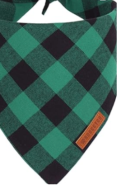 Plaid Dog Bandana Green