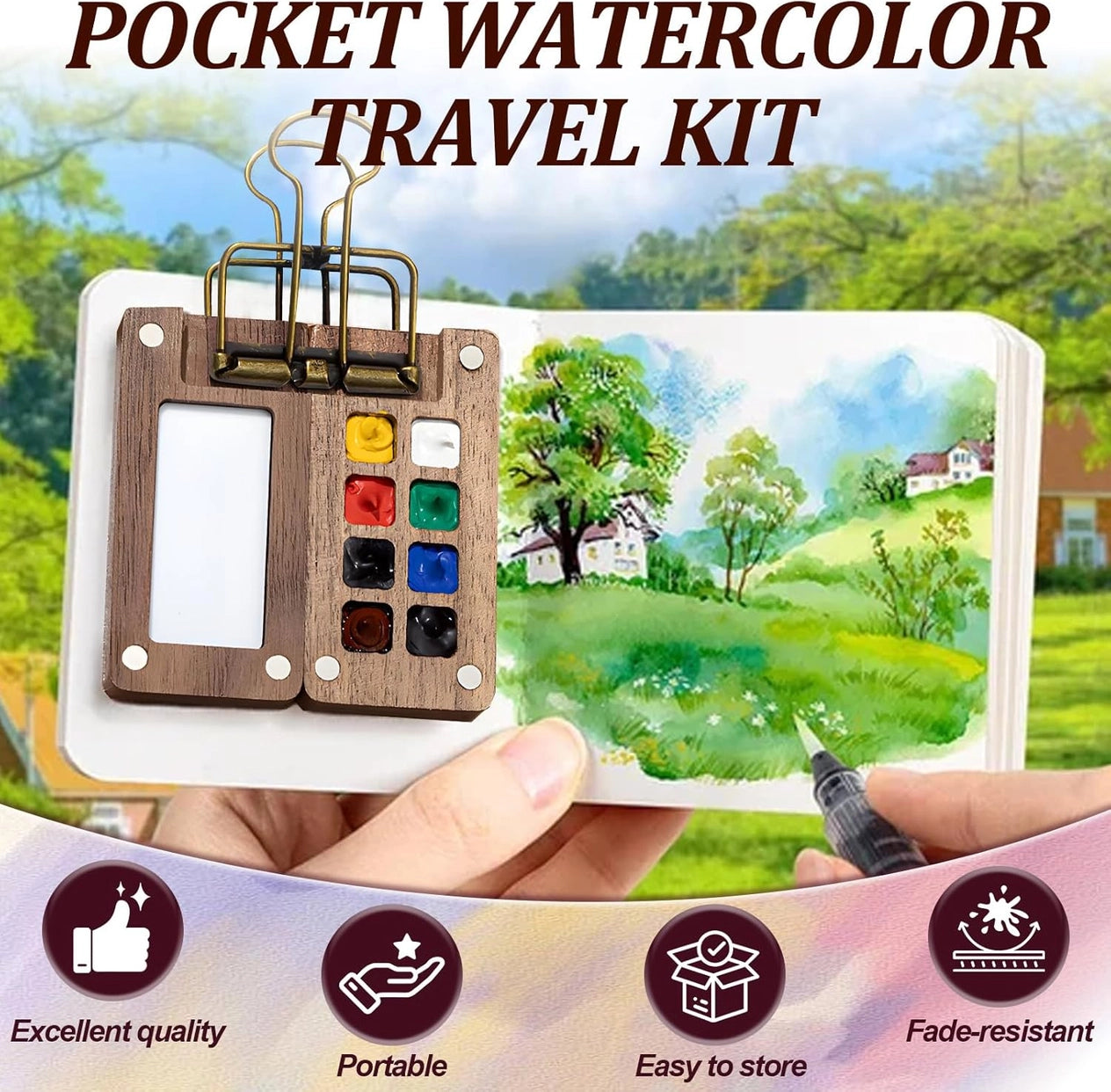 Mini Watercolor Paint Set, 12-Color Portable Travel Kit